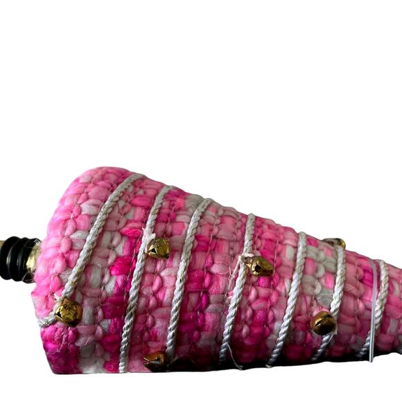 Pink Christmas Tree Bottle Stopper Embellished Holiday Glam Gold Bells New - Picture 9 of 10
